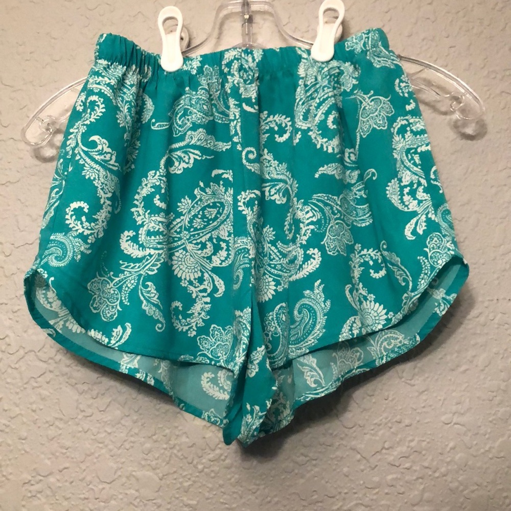 Cute Aqua Floral Shorts